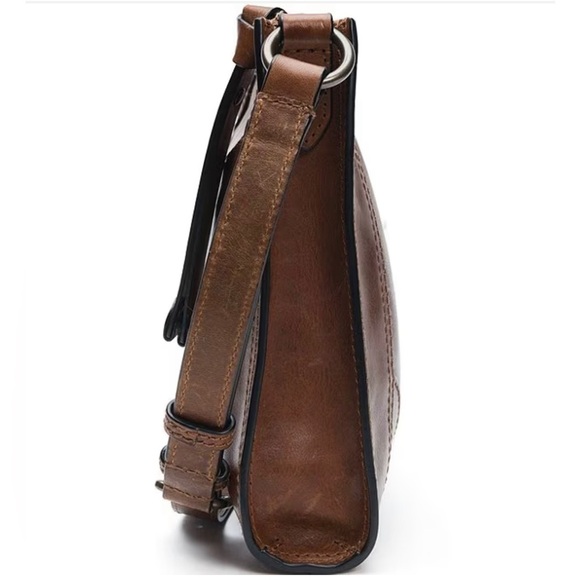 FRYE Melissa Zip Leather Crossbody Bag Leather Dark Brown Handbag AUTHENTIC NEW - Picture 3 of 14